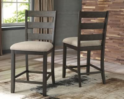 Signature Design by Ashley Rokane Upholstered 24.75" Counter Height Bar Stool, 2 Count, Brown