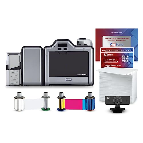 Bodno Fargo HDP5000 Dual Sided ID Card Printer & Complete Supplies Package with Silver Edition Software