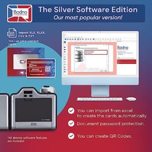 Bodno Fargo HDP5000 Dual Sided ID Card Printer & Complete Supplies Package with Silver Edition Software