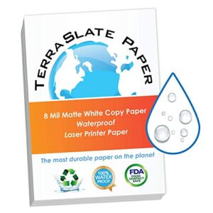 terraslate copy paper waterproof laser printer, rain weatherproof, 8 mil, a4 210 x 297 mm, 25 sheets