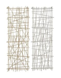 cosmoliving by cosmopolitan metal geometric overlapping lines wall decor, set of 2 13"w, 36"h, multi colored