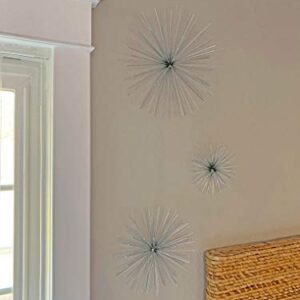 Ten Waterloo Metal Wall Sculptures Set of 3 Silver Finish Star Burst Metal Wall Hangings - 12, 9 and 6 Inches Silver