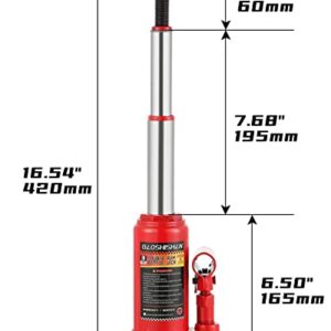 BAOSHISHAN 3 Ton Double Ram Bottle Jack 6-1/2" to 16-1/2" Lifting Range Portable Hydraulic Jack with Carrying Case