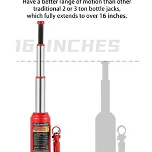 BAOSHISHAN 3 Ton Double Ram Bottle Jack 6-1/2" to 16-1/2" Lifting Range Portable Hydraulic Jack with Carrying Case