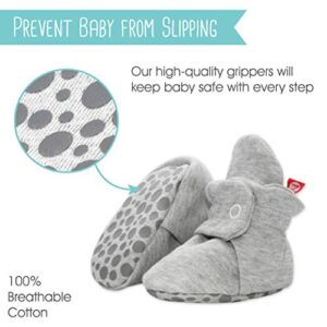 Zutano Unisex Organic Cotton Baby Booties With Gripper Soles, Gray Heather, 3M