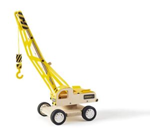 stanley jr. stanley jr diy yellow lifting crane kit for kids - easy assembly crane building kit - wood crane toy craft - wood, paint & decals included