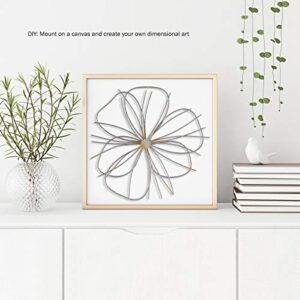 Lavish Home Wall Decor – Metallic Wire Layer Flower Sculpture Contemporary Hanging Accent Art for Living Room, Bedroom or Kitchen (Silver and Gold), 15” L x 1.75” W x 15” H