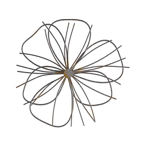 Lavish Home Wall Decor – Metallic Wire Layer Flower Sculpture Contemporary Hanging Accent Art for Living Room, Bedroom or Kitchen (Silver and Gold), 15” L x 1.75” W x 15” H