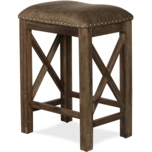 hillsdale furniture willow bend stationary backless counter height stools, set of 2, antique brown walnut