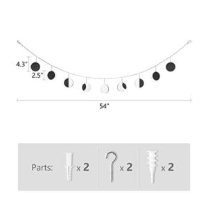 Mkono Moon Phase Wall Hanging Boho Home Decor Metal Garland with Wooden Moons Art Chic Gift Window Dorm Nursery Bedroom Living Room Apartment Office Decorative Ornaments, Silver