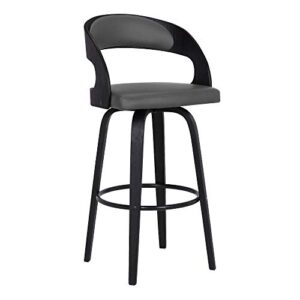 shelly faux leather swivel barstool, 26" counter height, black and gray