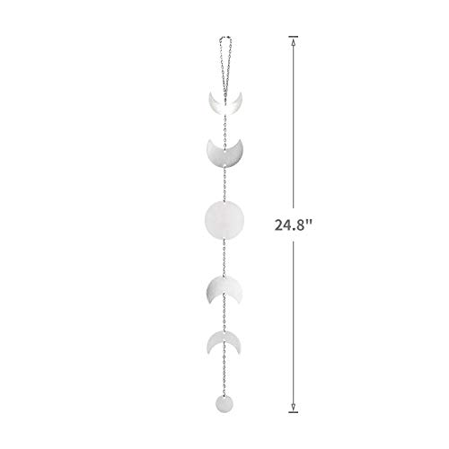 Mkono Moon Phase Wall Hanging Metal Boho Home Decor Vertical Chic Moon Garland Christmas Ornaments for Dorm Nursery Bedroom Living Room Apartment Office, Decorative Wall Art Gift for Girls Mom, Silver