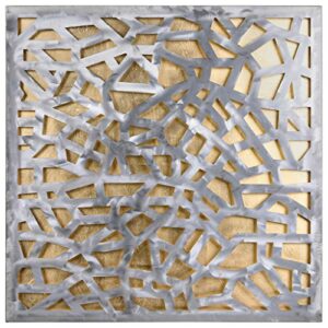 Empire Art Direct Enigma Polished Steel Sculpture Abstract Wall Art with Gold Leaf 3D Metallic Artwork,Ready to Hang,Living Room, Bedroom ＆ Office, 32" x 0.98” x 32