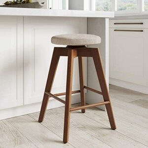 amalia backless kitchen counter height bar stool, solid wood with 360 swivel seat antique coffee/natural wheat