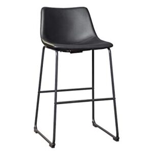 Signature Design by Ashley Centiar Urban Industrial 28.75" Pub Height Bucket Seat Barstool, 2 Count, Black