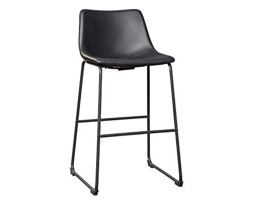 Signature Design by Ashley Centiar Urban Industrial 28.75" Pub Height Bucket Seat Barstool, 2 Count, Black