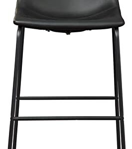 Signature Design by Ashley Centiar Urban Industrial 28.75" Pub Height Bucket Seat Barstool, 2 Count, Black