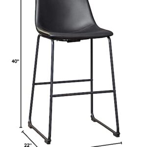 Signature Design by Ashley Centiar Urban Industrial 28.75" Pub Height Bucket Seat Barstool, 2 Count, Black