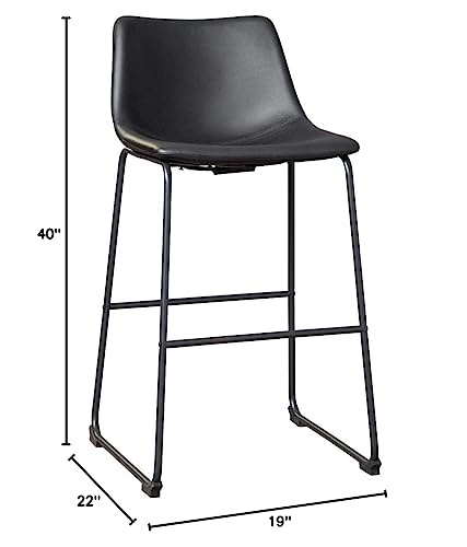 Signature Design by Ashley Centiar Urban Industrial 28.75" Pub Height Bucket Seat Barstool, 2 Count, Black