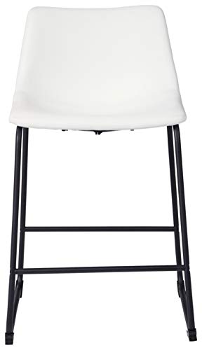 Signature Design by Ashley Centiar Urban Industrial 23.75" Counter Height Bucket Seat Barstool, 2 Count, White