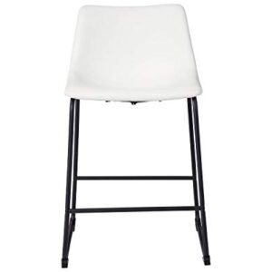 Signature Design by Ashley Centiar Urban Industrial 23.75" Counter Height Bucket Seat Barstool, 2 Count, White