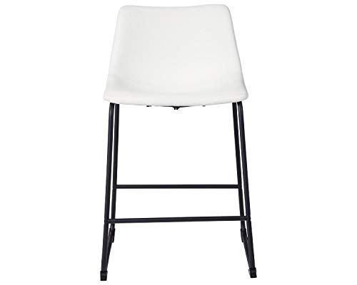 Signature Design by Ashley Centiar Urban Industrial 23.75" Counter Height Bucket Seat Barstool, 2 Count, White