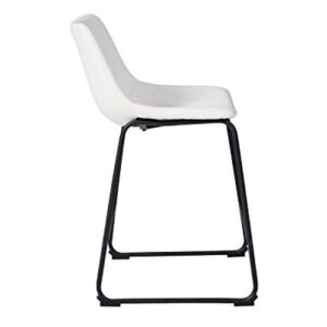 Signature Design by Ashley Centiar Urban Industrial 23.75" Counter Height Bucket Seat Barstool, 2 Count, White