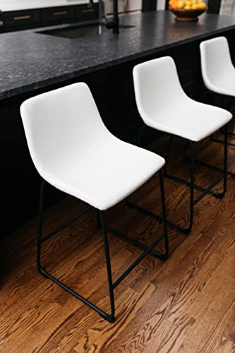 Signature Design by Ashley Centiar Urban Industrial 23.75" Counter Height Bucket Seat Barstool, 2 Count, White