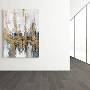 Yihui Arts Modern Abstract Skyline Canvas Wall Artwork with Gold Foil Modern Oil Painting Pictures with Framed for Living Room Bedroom Bathroom Decoration