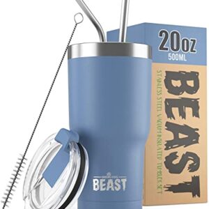 Beast 20 oz Tumbler Stainless Steel Vacuum Insulated Coffee Ice Cup Double Wall Travel Flask (Stormy Sky Blue)