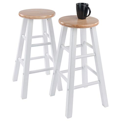 Winsome Element Counter Stools, Natural & White, 24", Walnut, 2 Piece Set