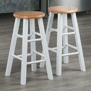 Winsome Element Counter Stools, Natural & White, 24", Walnut, 2 Piece Set