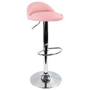 KKTONER PU Leather Round Bar Stool with Back Rest Height Adjustable Swivel Pub Chair Home Kitchen Bar stools Backless Stool with Footrest (Pink)