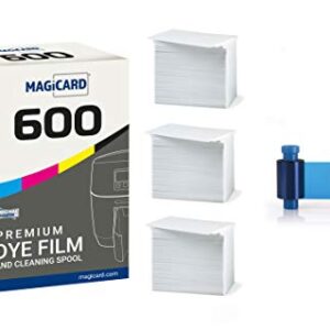 Magicard 600 Printer MB300YMCKO Color Ribbon - YMCKO - 300 Prints with Bodno Premium CR80 30 Mil Graphic Quality PVC Cards - Qty 300