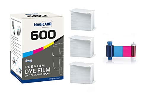 Magicard 600 Printer MB300YMCKO Color Ribbon - YMCKO - 300 Prints with Bodno Premium CR80 30 Mil Graphic Quality PVC Cards - Qty 300