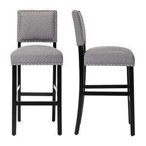 dagonhil 29 inches bar stools set of 2 with black solid wood legs for dining room(gray)