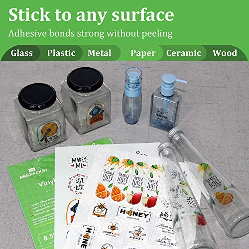 MECOLOUR Premium Printable Vinyl Sticker Paper Transparent 20 Clear Sheets, No-waterproof, Vivid Colors, Tear Resistant - for Any Inkjet Printer