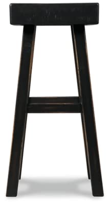 Signature Design by Ashley Glosco 31" Pub Height Wood Saddle Barstool, 2 Count, Black