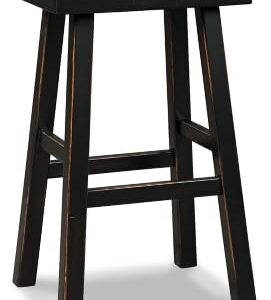 Signature Design by Ashley Glosco 31" Pub Height Wood Saddle Barstool, 2 Count, Black