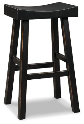 Signature Design by Ashley Glosco 31" Pub Height Wood Saddle Barstool, 2 Count, Black