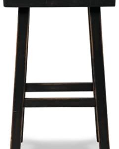 Signature Design by Ashley Glosco 31" Pub Height Wood Saddle Barstool, 2 Count, Black