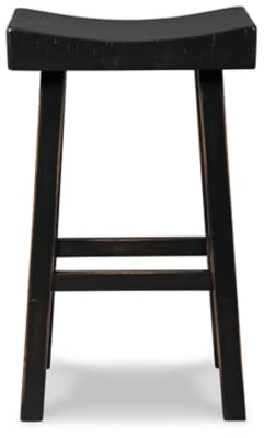 Signature Design by Ashley Glosco 31" Pub Height Wood Saddle Barstool, 2 Count, Black