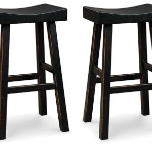 Signature Design by Ashley Glosco 31" Pub Height Wood Saddle Barstool, 2 Count, Black