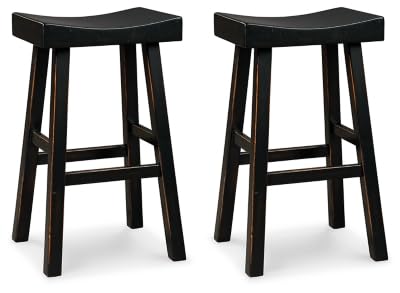 Signature Design by Ashley Glosco 31" Pub Height Wood Saddle Barstool, 2 Count, Black