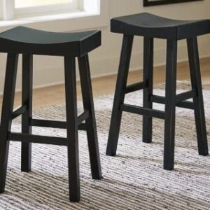 Signature Design by Ashley Glosco 31" Pub Height Wood Saddle Barstool, 2 Count, Black