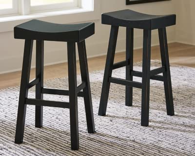 Signature Design by Ashley Glosco 31" Pub Height Wood Saddle Barstool, 2 Count, Black