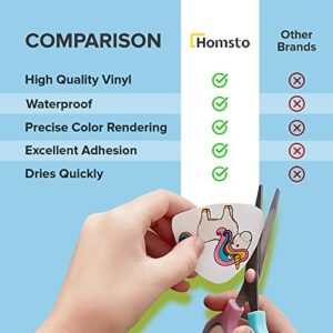 Homsto Vinyl Sticker Paper, Frosty Clear Printable Vinyl Sticker Paper for Inkjet Printer, Quick-Drying, Water and Scratch-Resistant, Self-Adhesive for Most Surfaces, 8.5 x 11 Inches, 20 Sheets