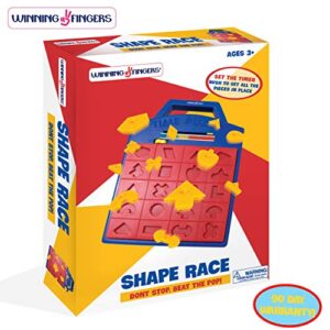 Winning Fingers Shape Toy Puzzle Game – Pop Up Board Game with Shape Puzzles - Two Players Concentration Games Puzzle Board Matching Game - Educational Toy for Kids 3 Years and Older