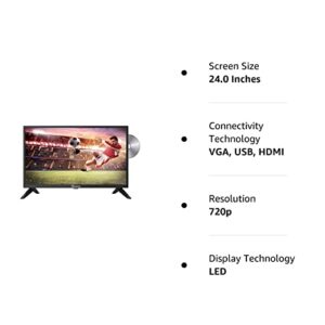 Norcent 24 Inch 720P LED HD Backlight Flat DVD Combo TV, VGA USB HDMI Digital TV Tuner Cable, Build-in DVD Player Dual Channel 3W Speakers Monitor Television (24 inch)