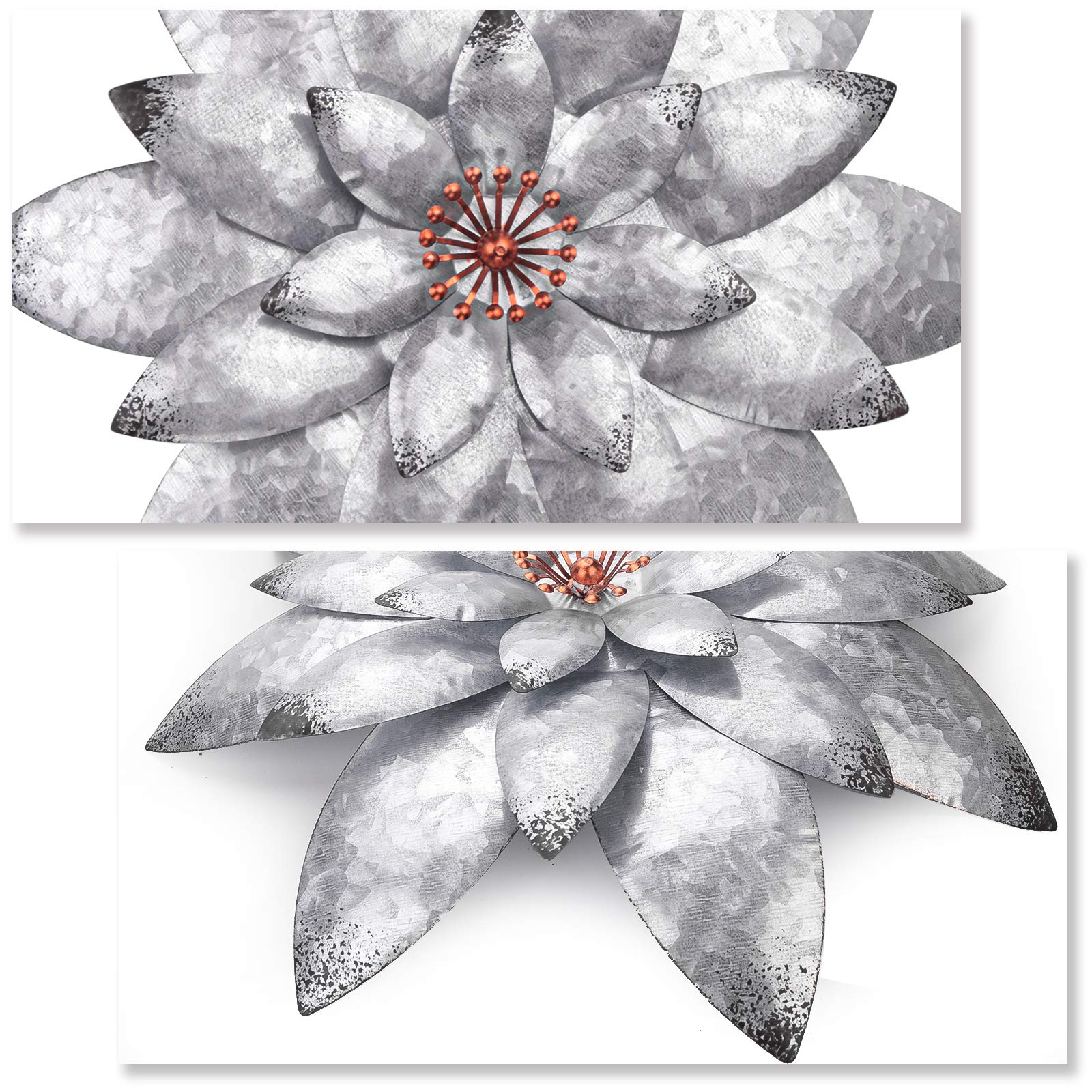 EASICUTI Bohemian Galvanized Metal Flower Wall Decor Metal Wall Art Decorations Hanging For Indoor Outdoor Home Bathroom Kitchen Dining Room Bedroom Living Room Or Wall Sculptures 12 Inch